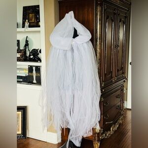 Halloween White‎ Tulle Hoodie Cape